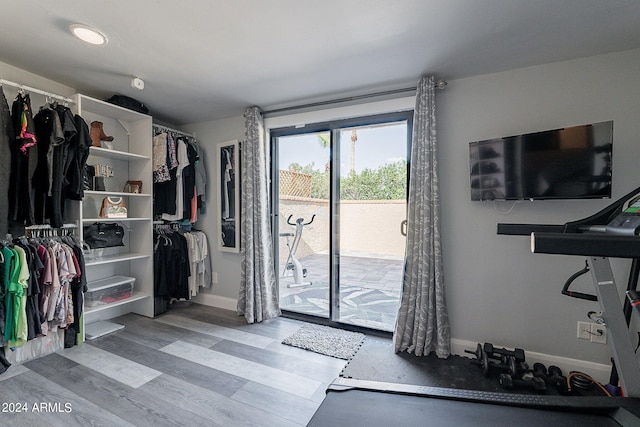 spacious closet with light wood-type flooring