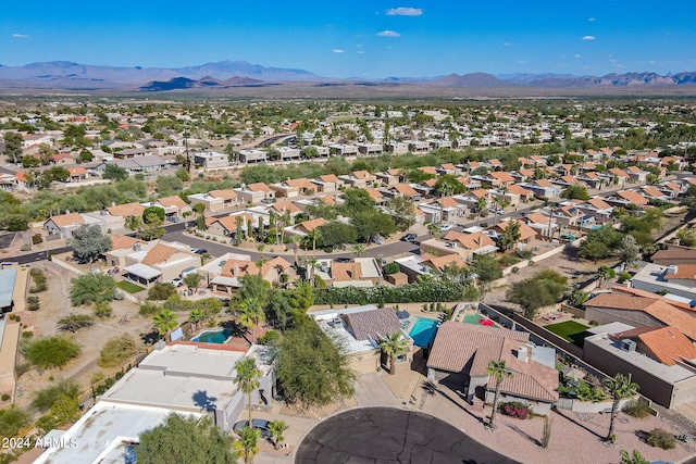 aerial view with a mountain view