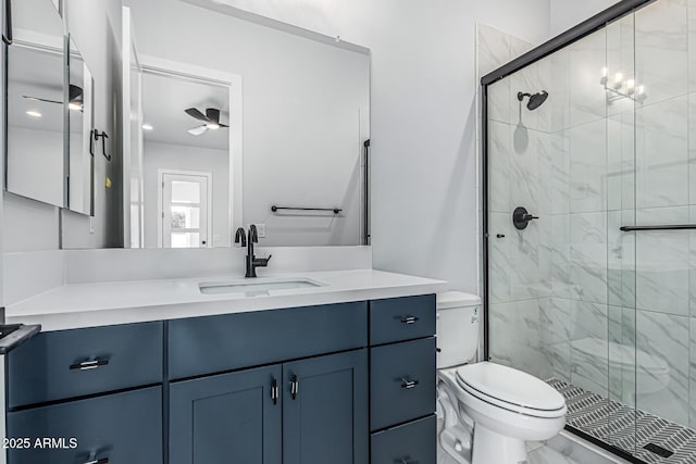 3653 E Runaway Bay Pl, Queen Creek, AZ 85142 - bathroom with toilet, vanity, and a shower stall