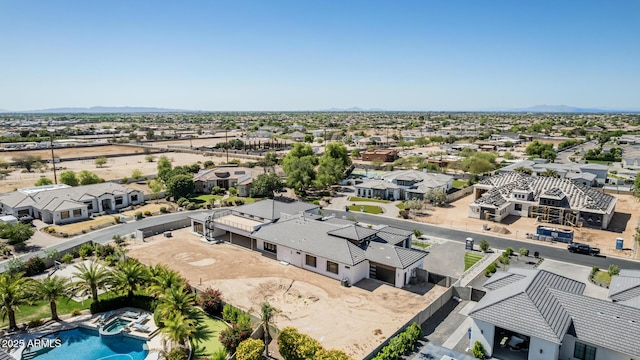 3653 E Runaway Bay Pl, Queen Creek, AZ 85142 - aerial view of residential area with a mountain backdrop and a pool