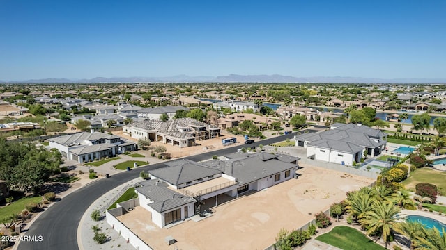 3653 E Runaway Bay Pl, Queen Creek, AZ 85142 - aerial perspective of suburban area featuring a pool and a mountainous background