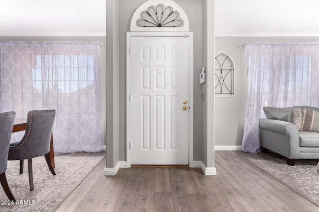 foyer with light hardwood / wood-style flooring