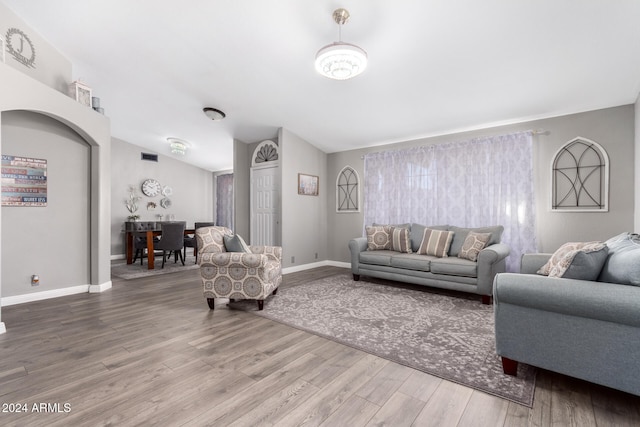 living room with wood-type flooring