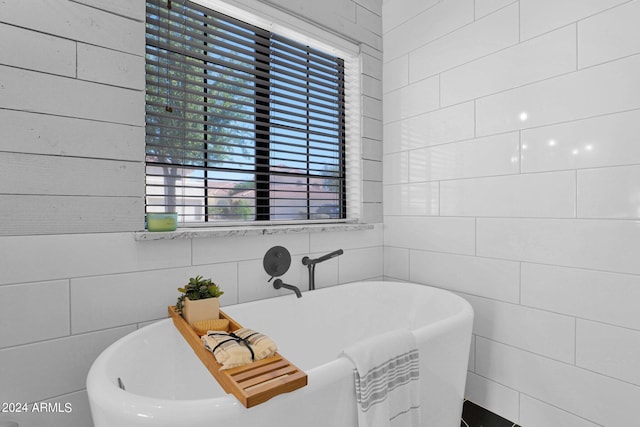 bathroom featuring a washtub and a healthy amount of sunlight