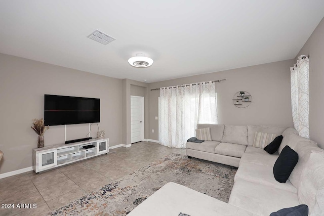 view of tiled living room