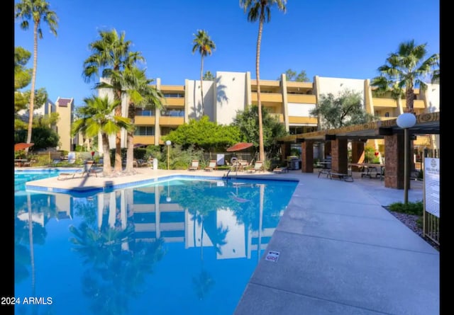 view of pool featuring a patio