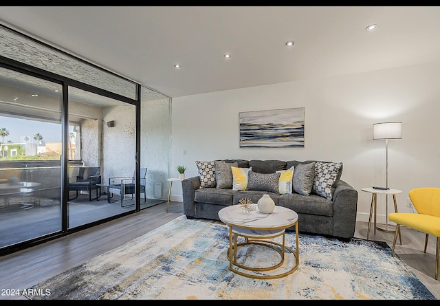 living room with hardwood / wood-style flooring