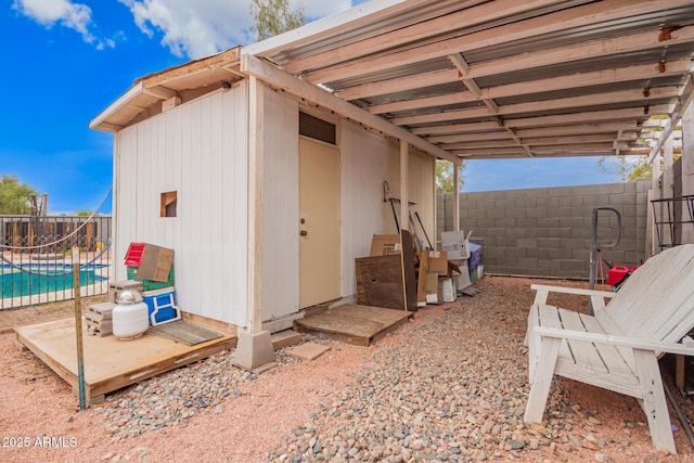 view of patio / terrace with a fenced backyard and a fenced in pool