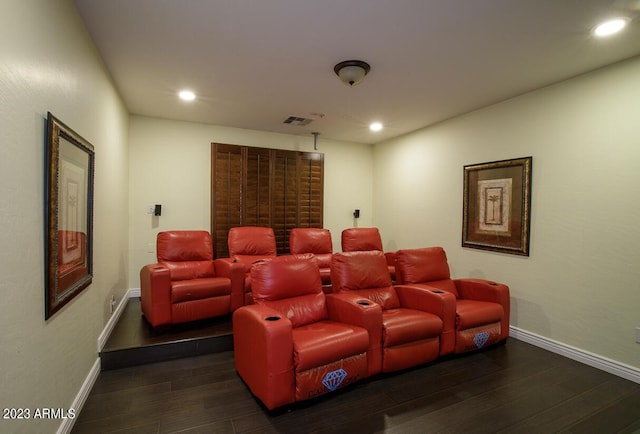 921 E Canyon Way, Chandler, AZ 85249 - cinema with wood finished floors, baseboards, and recessed lighting