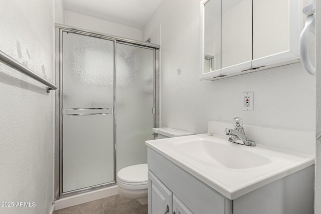 3208 W Port Royale Ln, Phoenix, AZ 85053 - full bathroom with a stall shower, vanity, and tile patterned floors