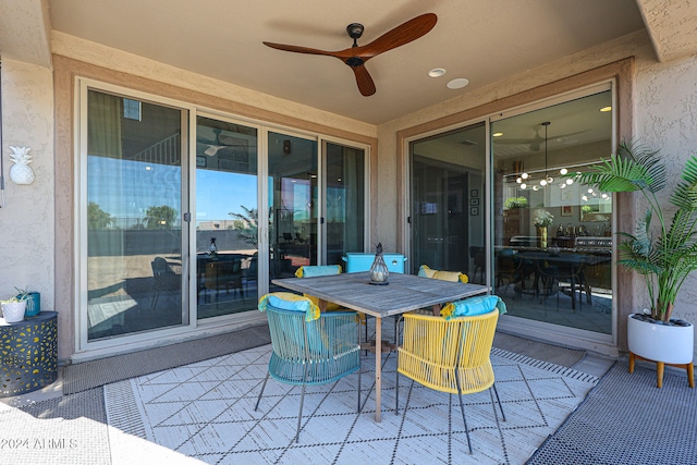 view of patio with ceiling fan