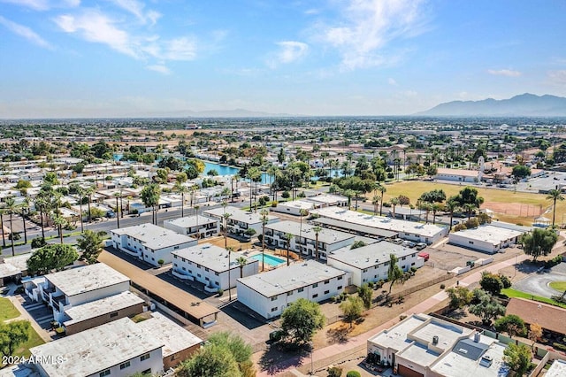 aerial view with a water and mountain view