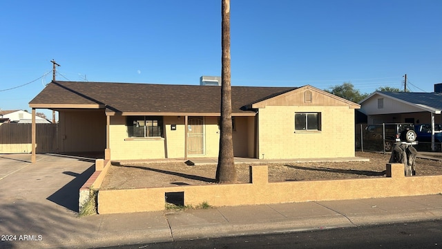 view of single story home