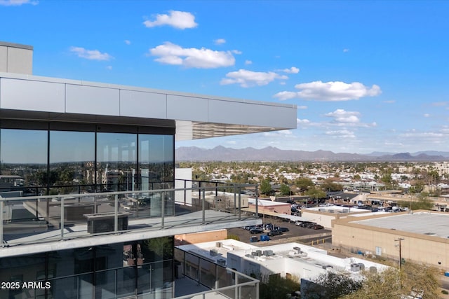 exterior space featuring a mountain view