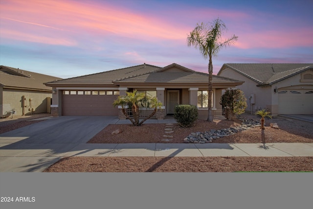 view of front of house with a garage