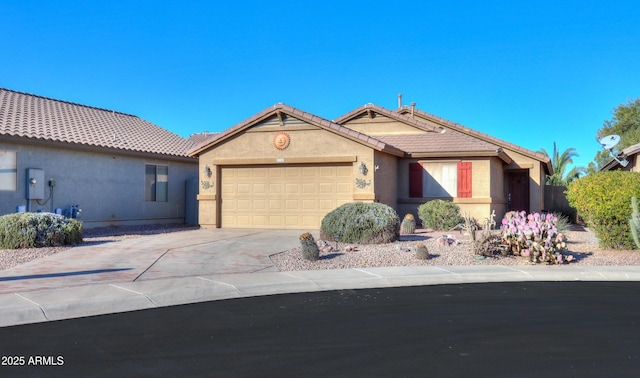 view of front of property with a garage