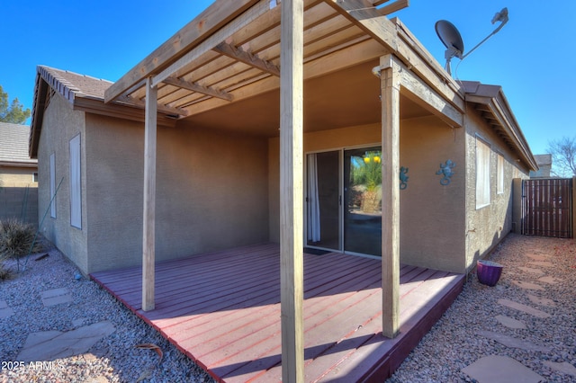 exterior space featuring a wooden deck