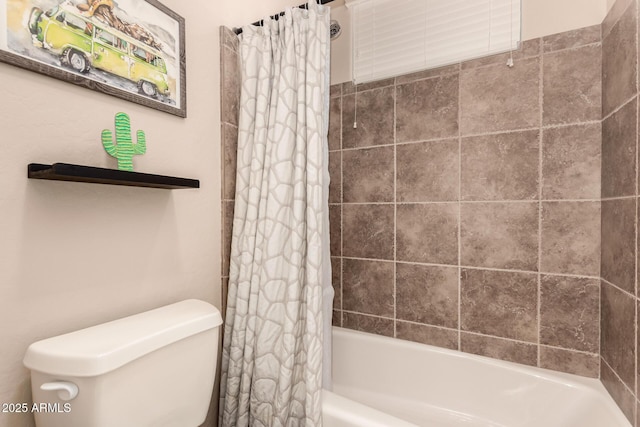 5226 S Fairchild Ln, Chandler, AZ 85249 - bathroom with shower / bathtub combination with curtain and toilet