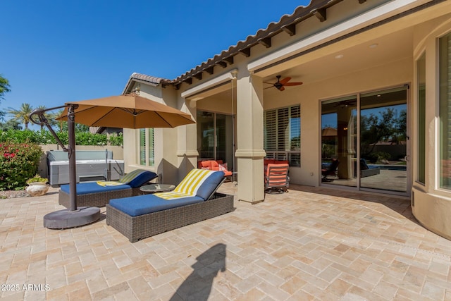 5226 S Fairchild Ln, Chandler, AZ 85249 - view of patio / terrace featuring a hot tub and a ceiling fan