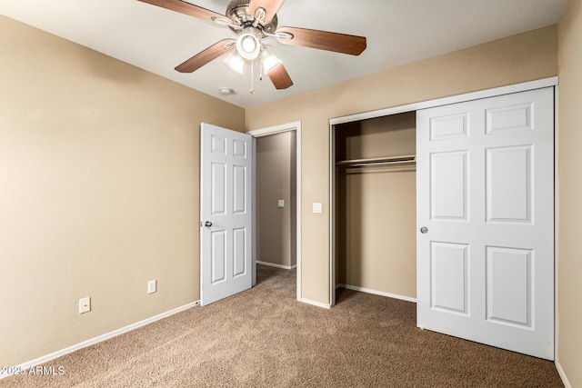1250 S Rialto Unit 78, Mesa, AZ 85209 - unfurnished bedroom with carpet flooring, a closet, and ceiling fan