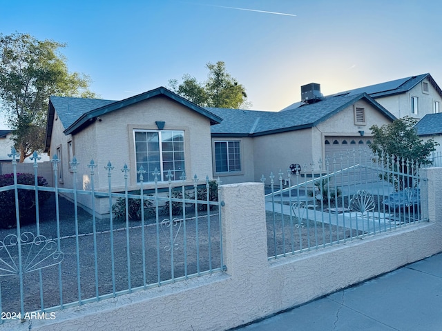 view of front of house with a garage