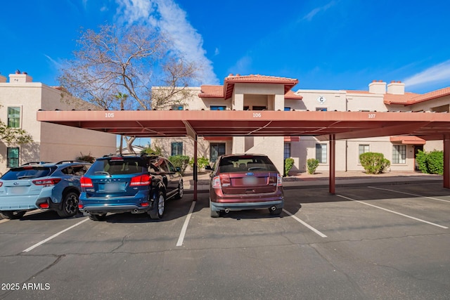 view of covered parking lot