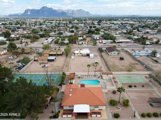 aerial view featuring a mountain view