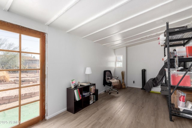 interior space with light hardwood / wood-style floors