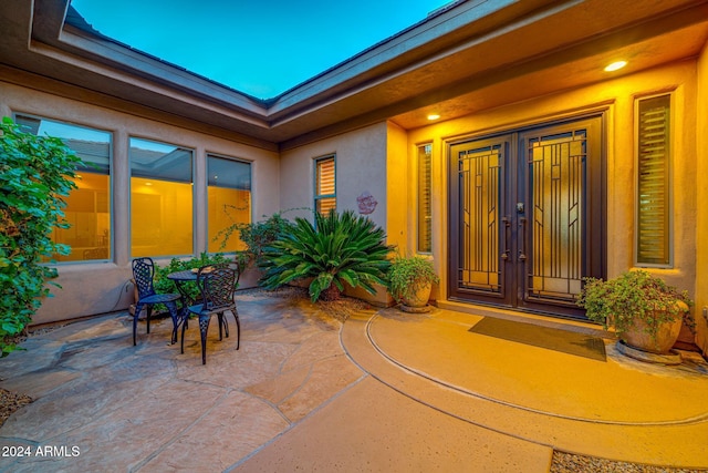 view of patio / terrace featuring french doors