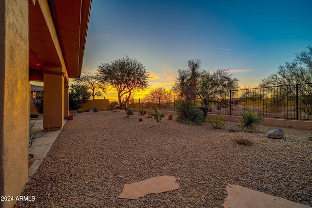 view of yard at dusk