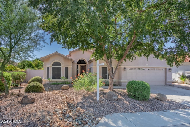 view of front of property with a garage