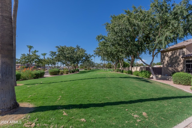 view of property's community featuring a lawn