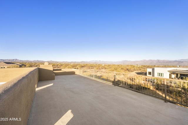 view of patio with a mountain view