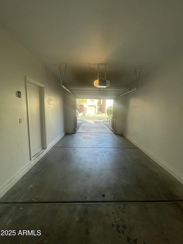 garage with a garage door opener