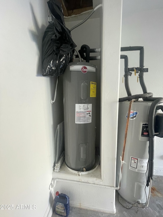 utility room featuring electric water heater