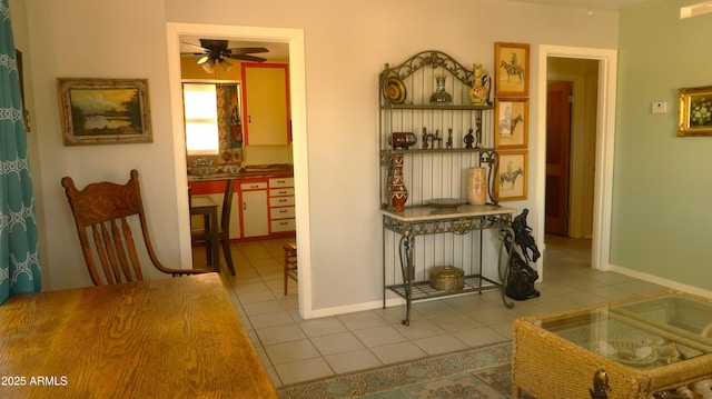 hallway featuring light tile patterned flooring