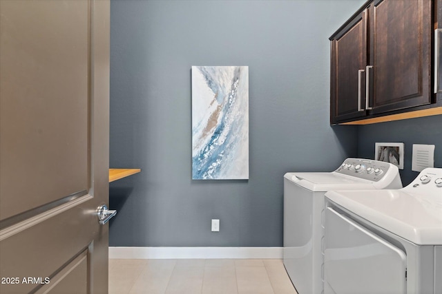 laundry room with cabinets and washer and clothes dryer