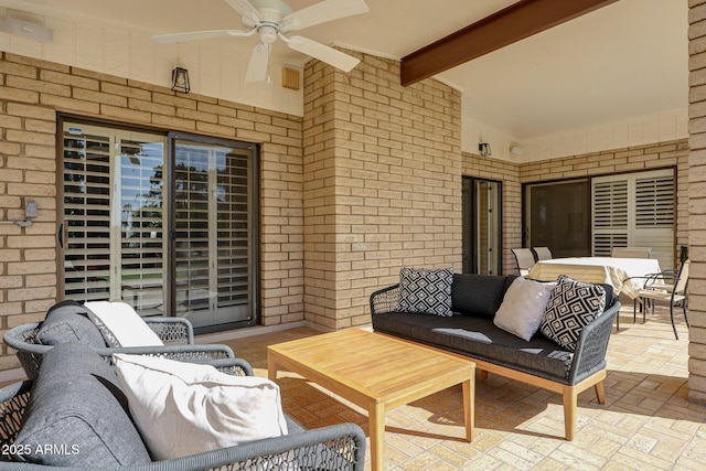 1106 N Villa Nueva Dr, Litchfield Park, AZ 85340 - view of patio with outdoor lounge area, a ceiling fan, and outdoor dining space