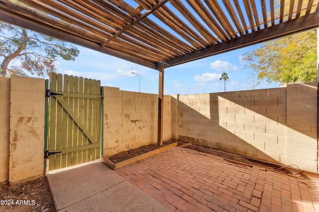 view of patio / terrace featuring a pergola