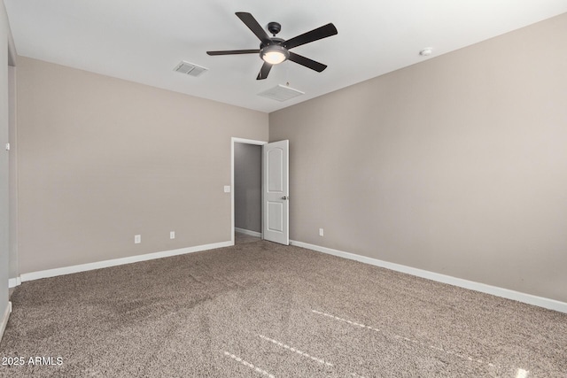 unfurnished bedroom with carpet and ceiling fan