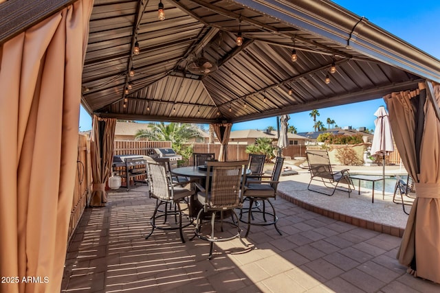 view of patio with a gazebo and grilling area