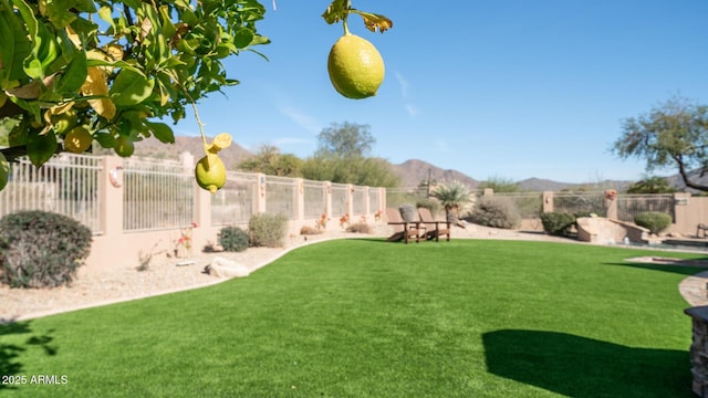 view of yard featuring a mountain view