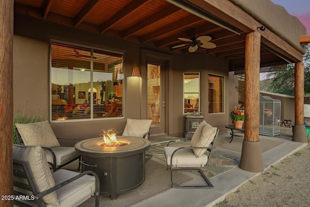 43014 N 12th St, New River, AZ 85087 - view of patio featuring a fire pit and ceiling fan