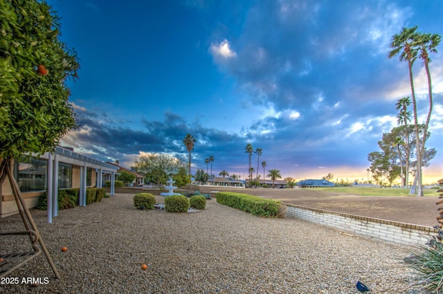 view of yard at dusk