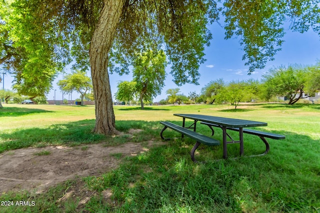 view of community featuring a lawn