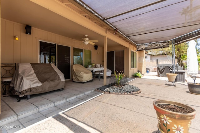 view of patio / terrace with ceiling fan