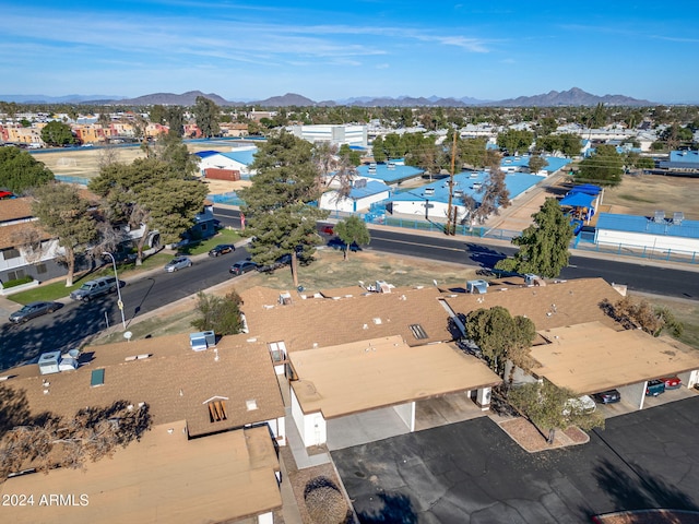 bird's eye view with a mountain view