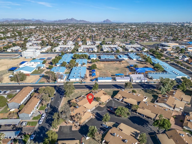 drone / aerial view with a mountain view