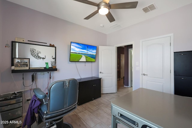 office area featuring ceiling fan