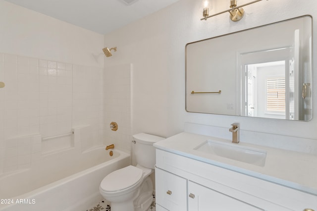 full bathroom featuring vanity, toilet, and shower / bathtub combination